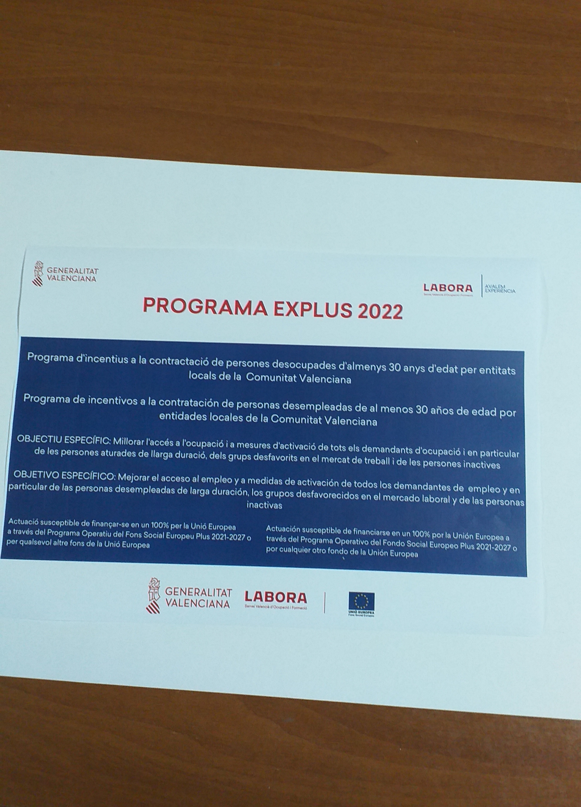 Subvención EXPLUS 2022 concesión 17.839,44 euros para la contratación de 1 persona